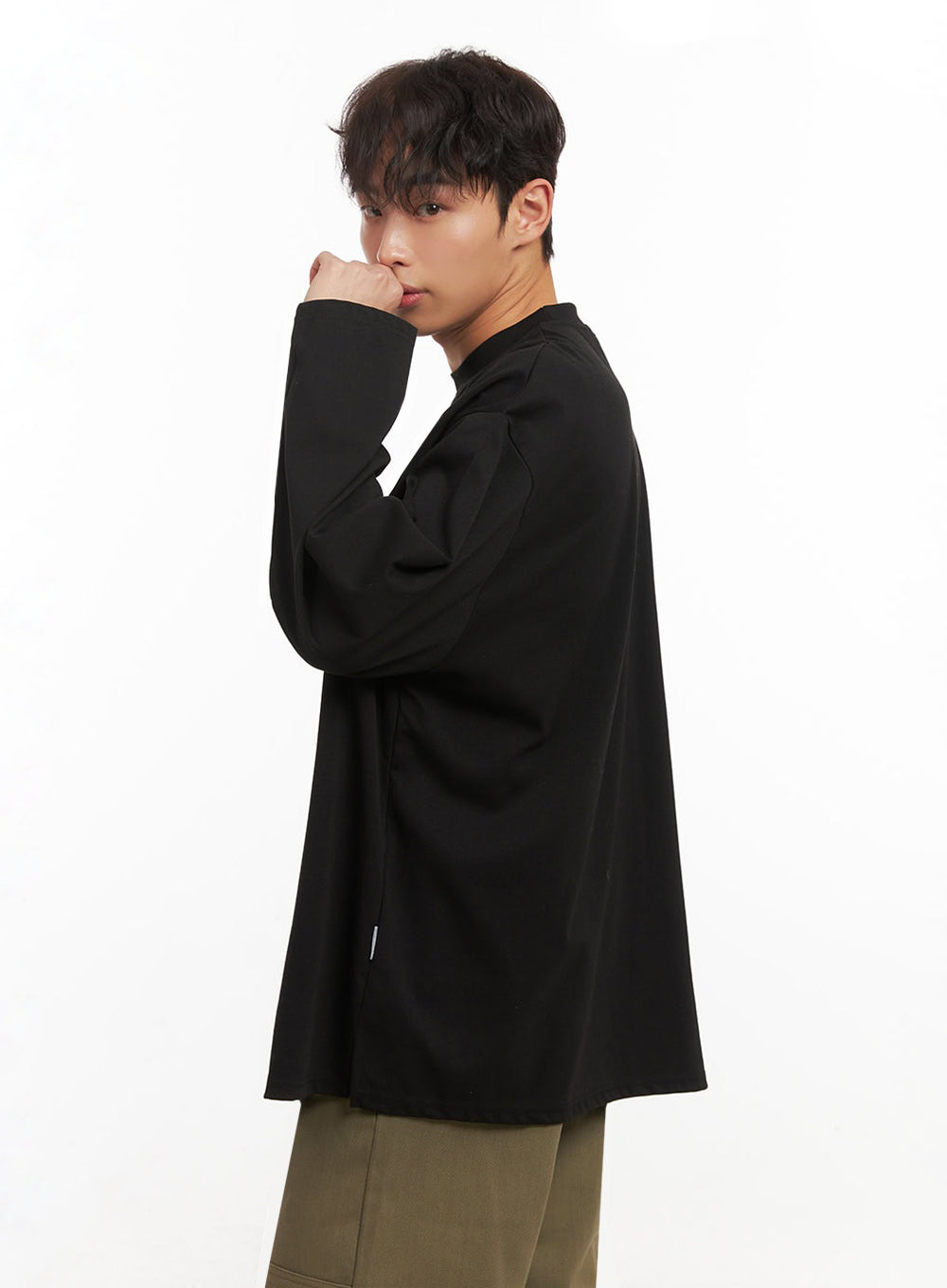 Men's Long-Sleeve Oversized Tee (Black) ID431