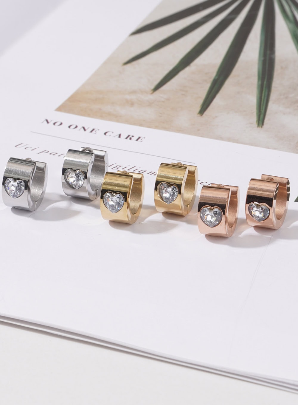 Heart Cubic Ring Earrings IL404