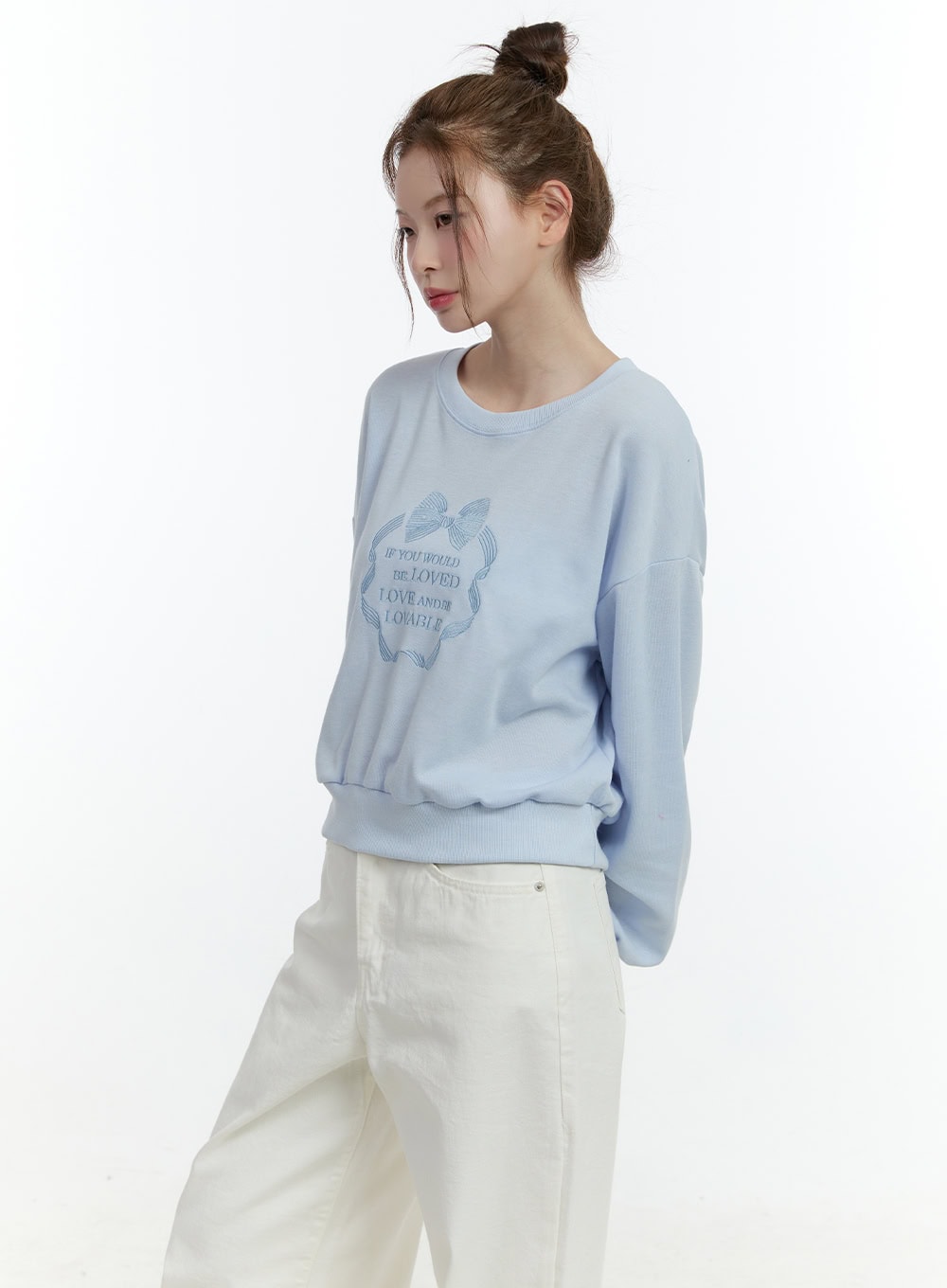Embroidered Graphic Cropped Crewneck CF503