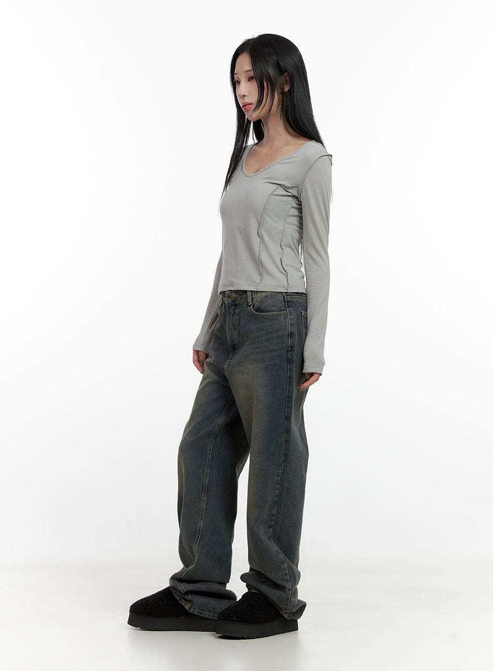 Alina Washed Wide-Leg Jeans CN407