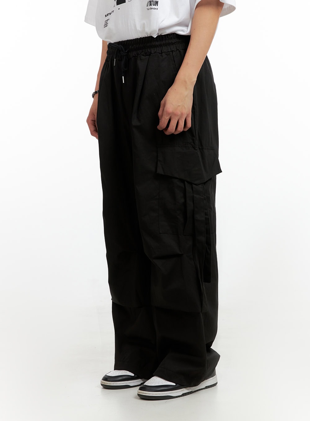 Men's Cargo Chic Cotton Wide-Leg Pants (Black) IG402