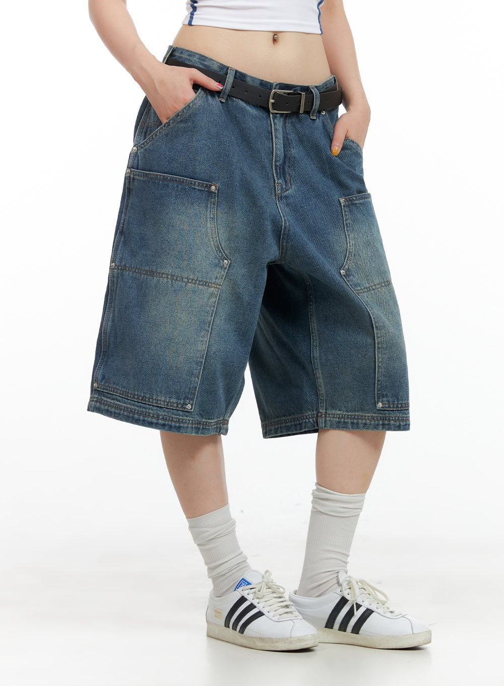 Stud Washed Baggy Jorts (UNISEX) CG408