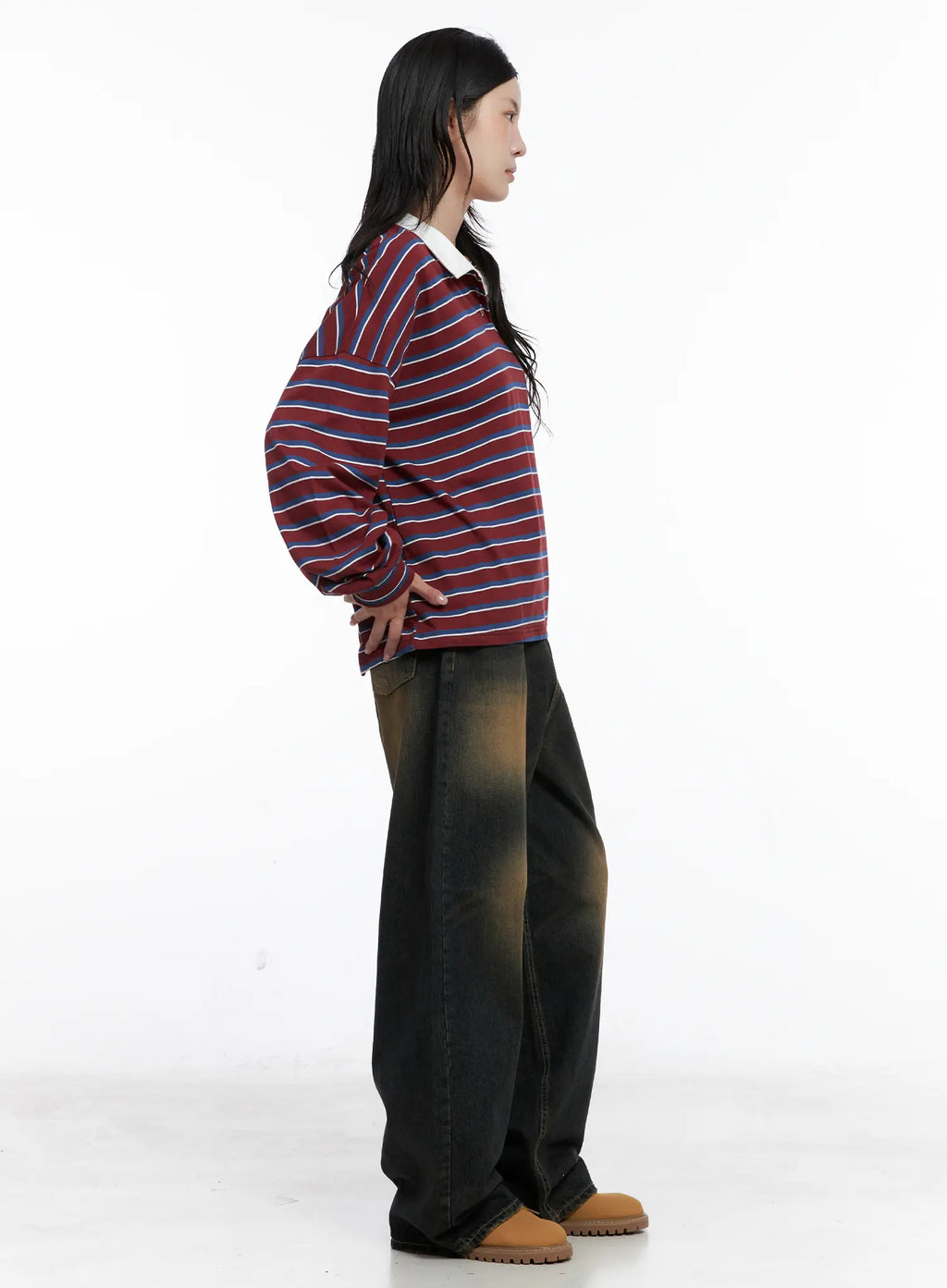 Striped Polo Long Sleeve Shirt CS526