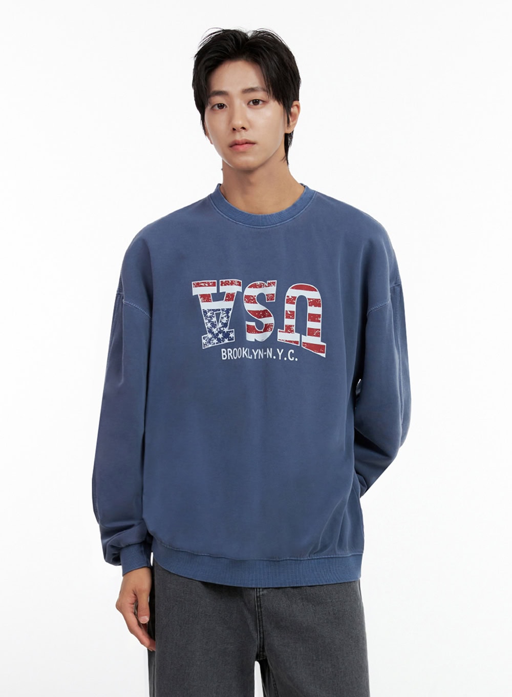 Men's Washed Graphic Sweatshirt IN401