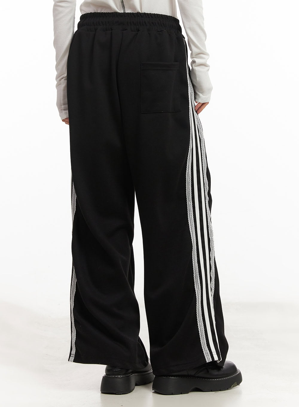 Lace Trim Striped Sweatpants CM504
