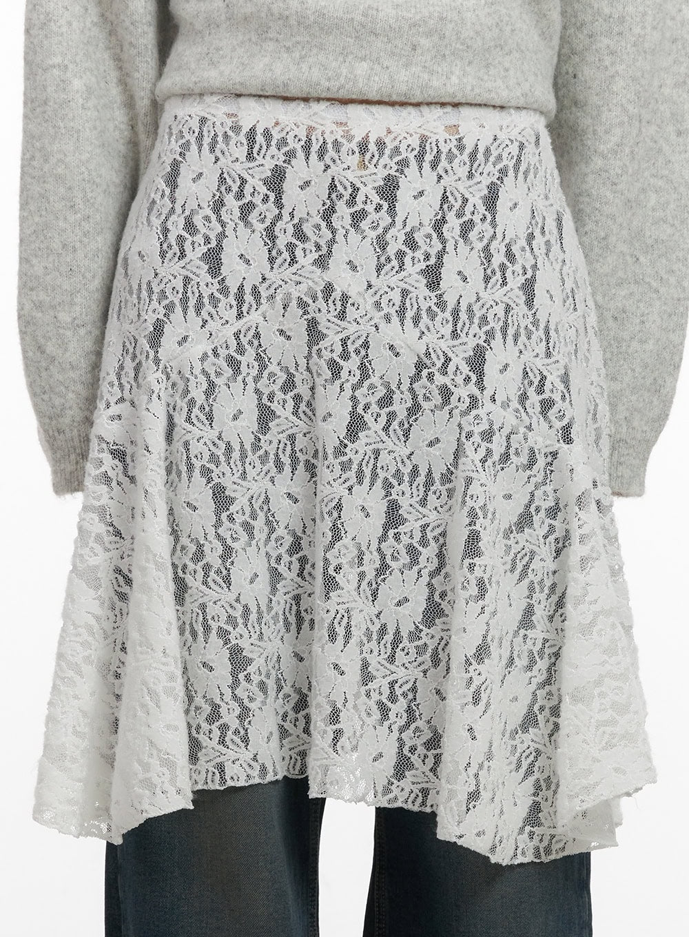 Laced Flare Layering Midi Skirt CJ502