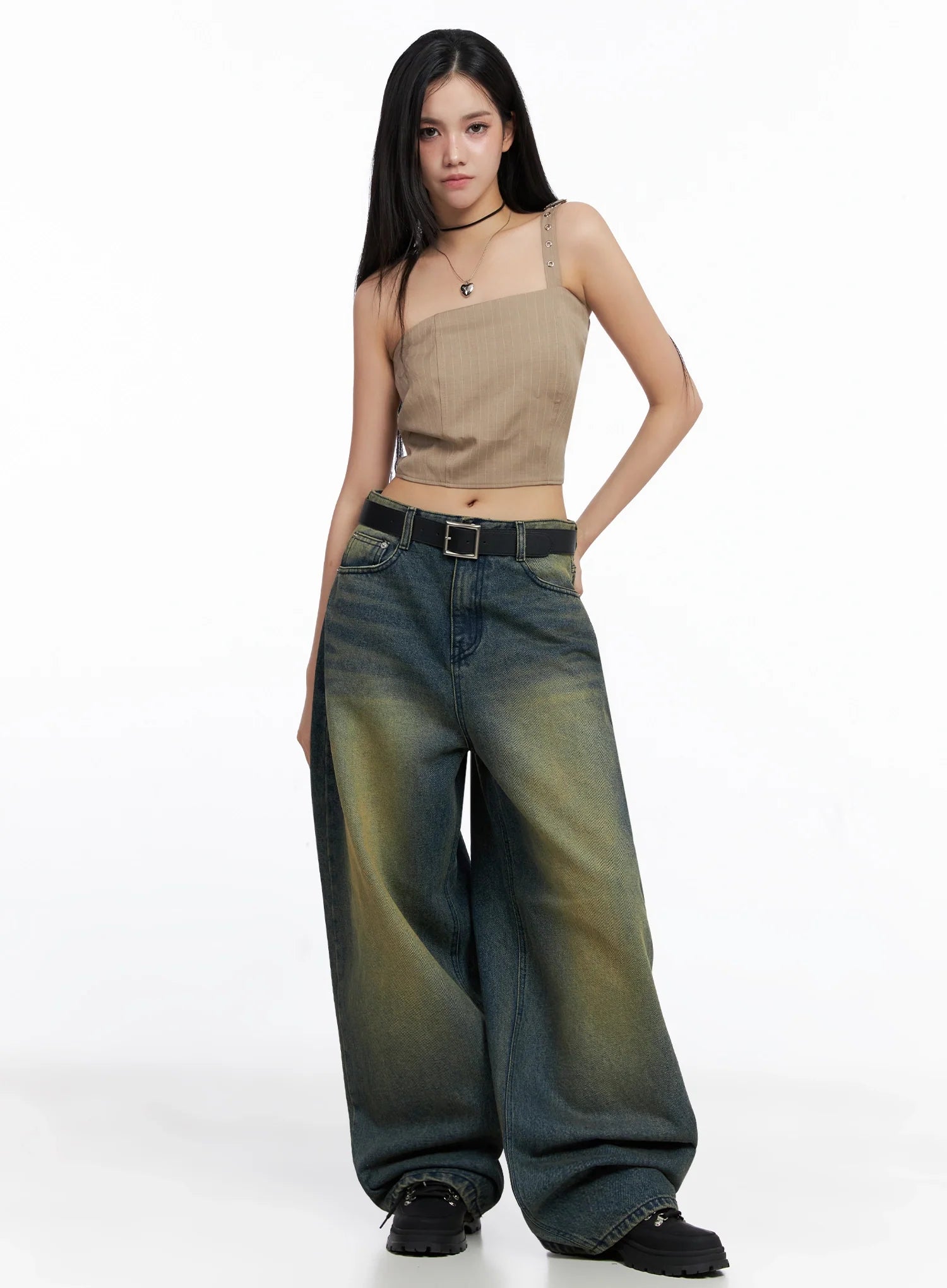 One-Shoulder Asymmetric Striped Crop Top IS525