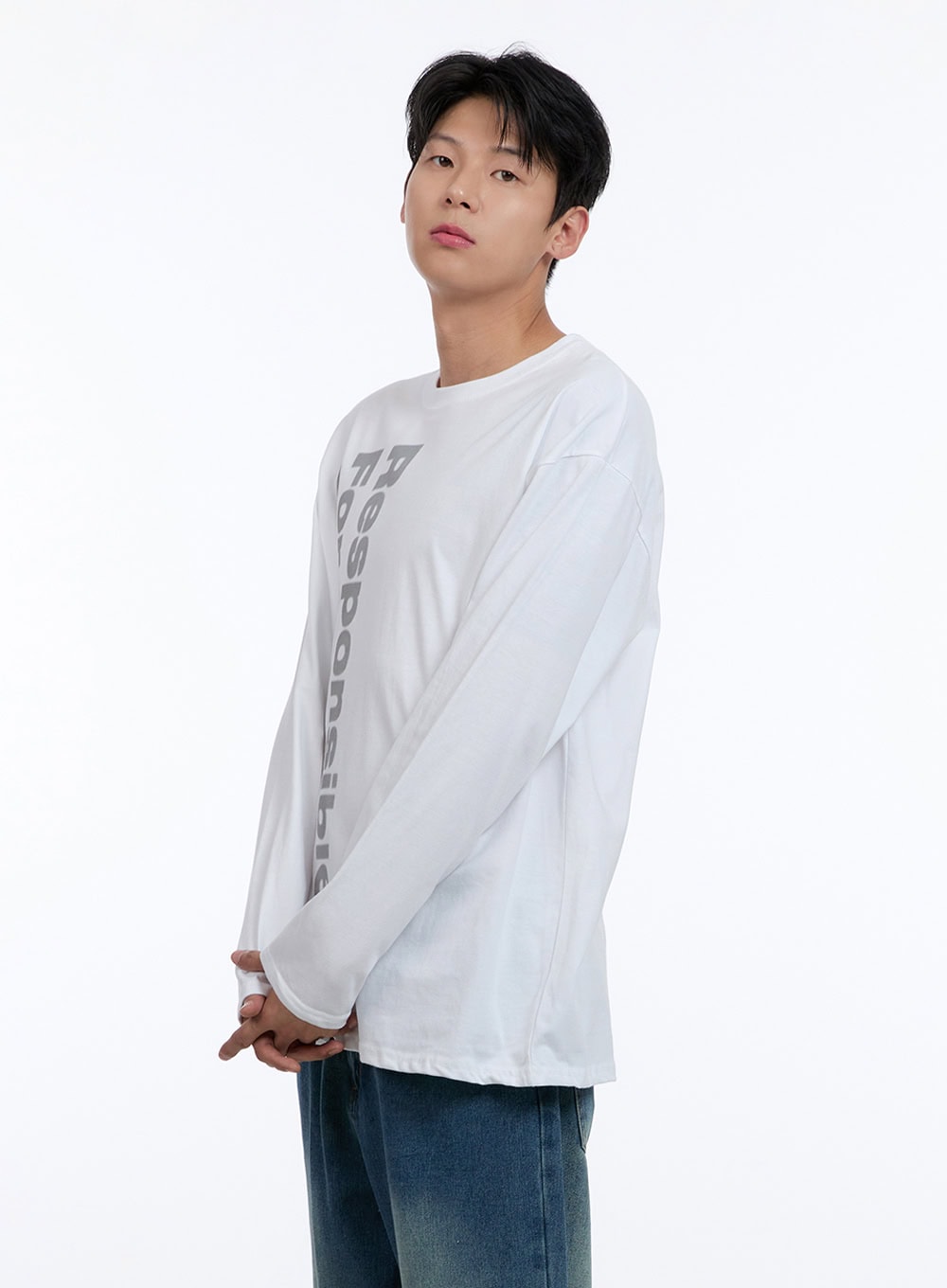 Men's Round Neck Lettering Long Sleeve IG428