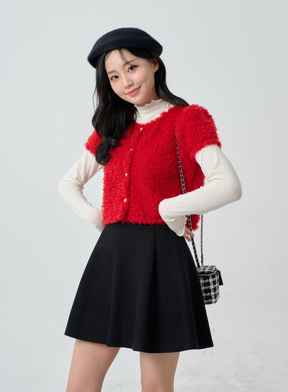 Poodle Short Sleeve Gold Button Cardigan BN02