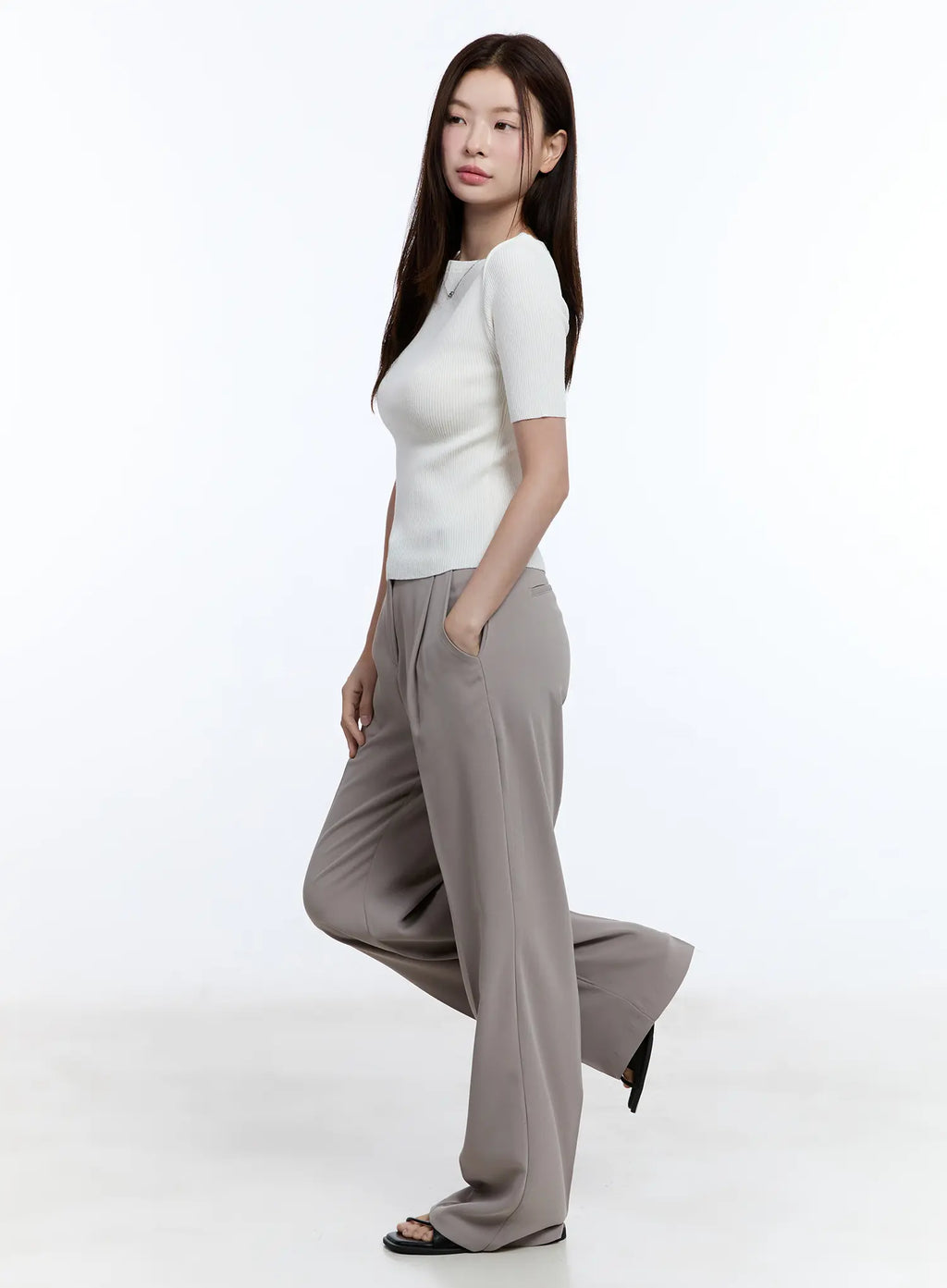 Elegant Pintuck Wide-Leg Pants CU513