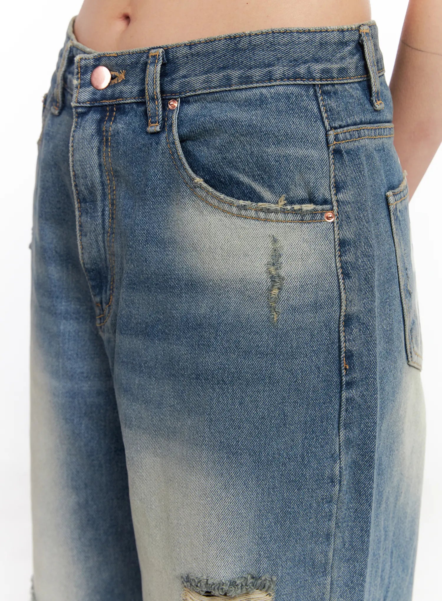 Siya Print Washed Wide-Leg Jeans CO508