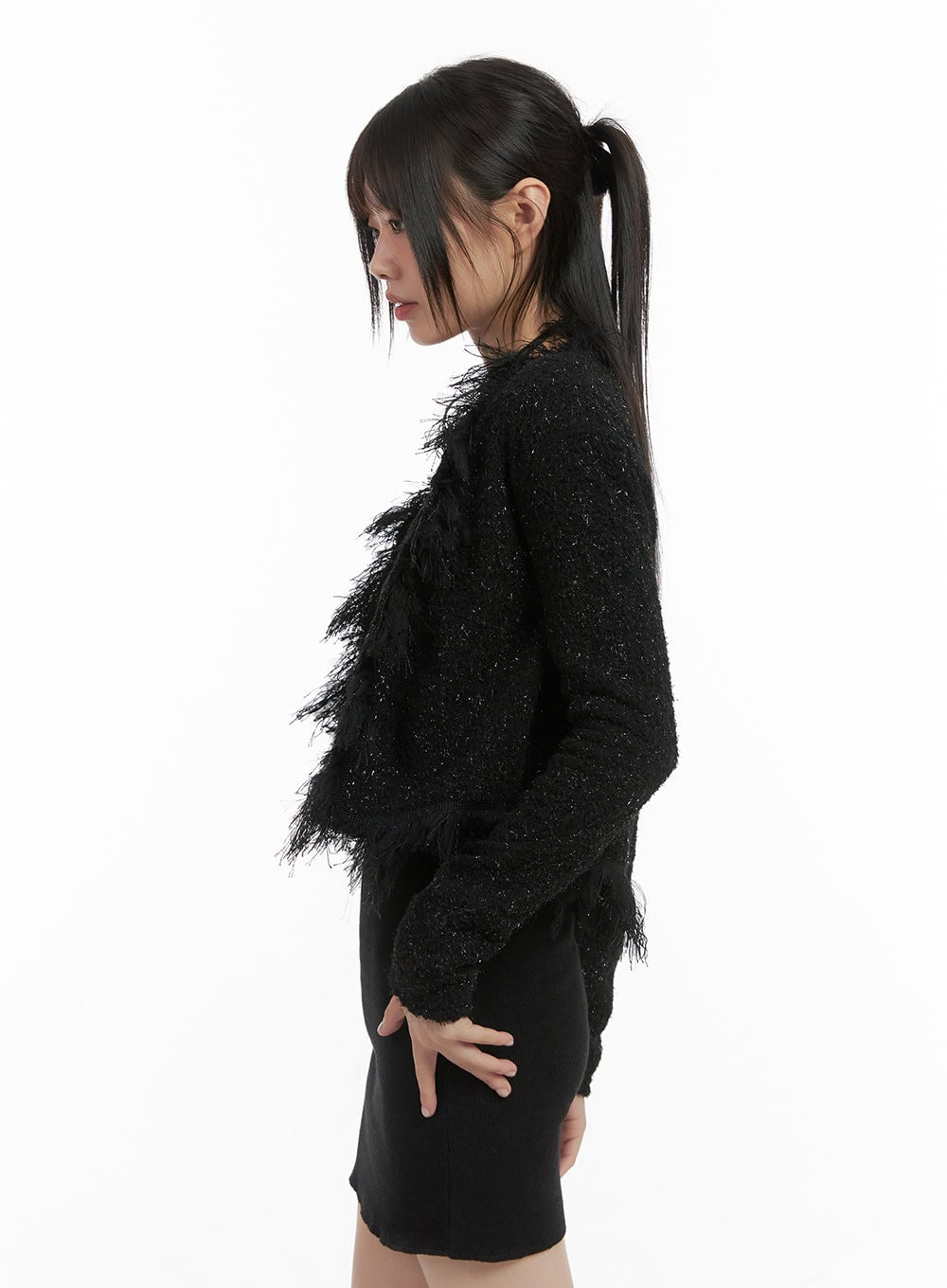 Tassel Accent Cropped Cardigan CS412