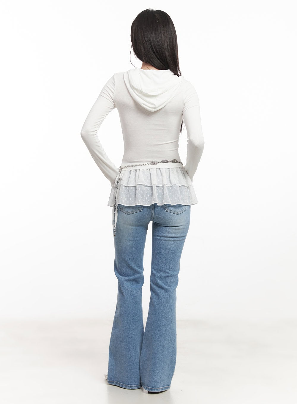 Shirred Cut-Out Crop Hoodie Top CA521