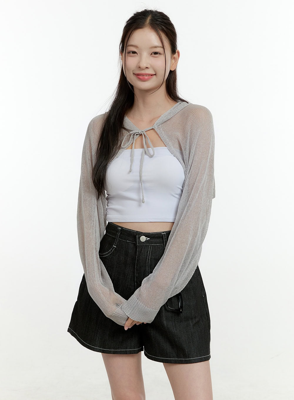 Sheer Hooded Bolero Top OL430