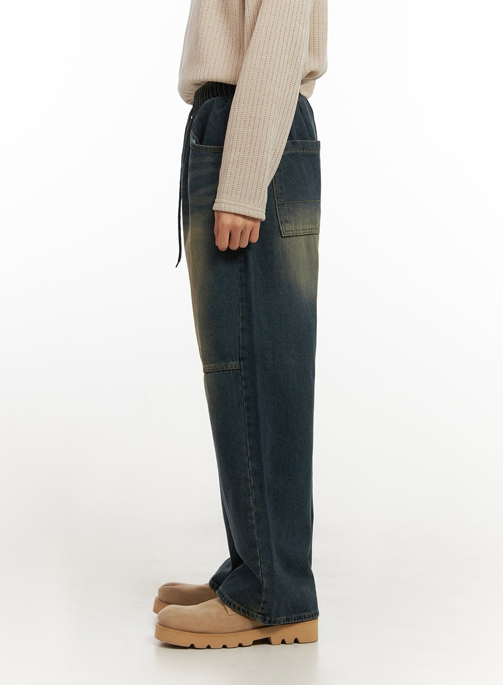 Men's Pocket Detail Wide-Leg Jeans ID406