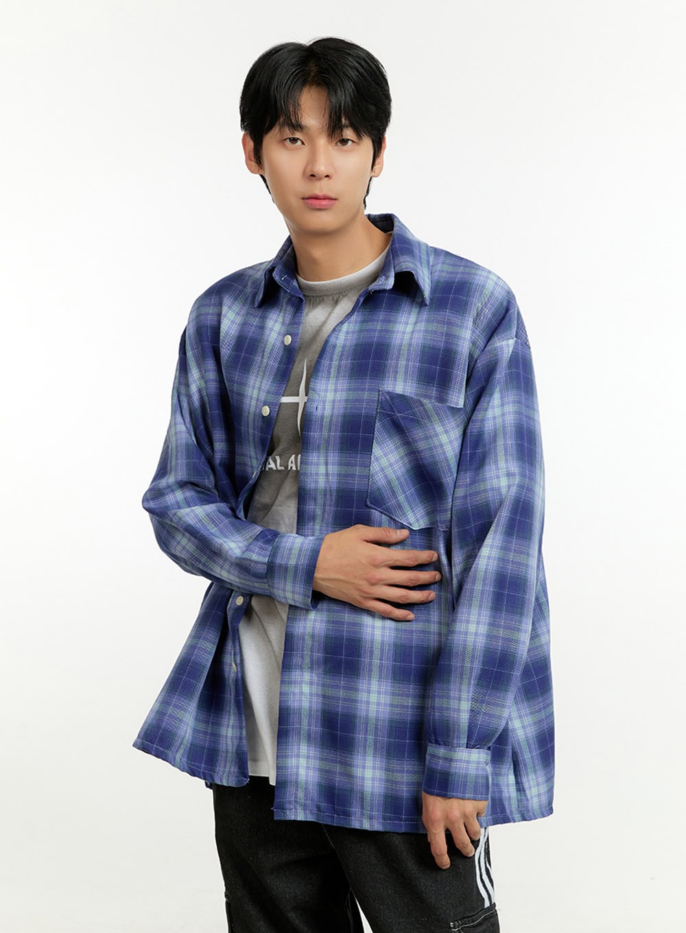 Men's Checkered Buttoned Collar Shirt IL412