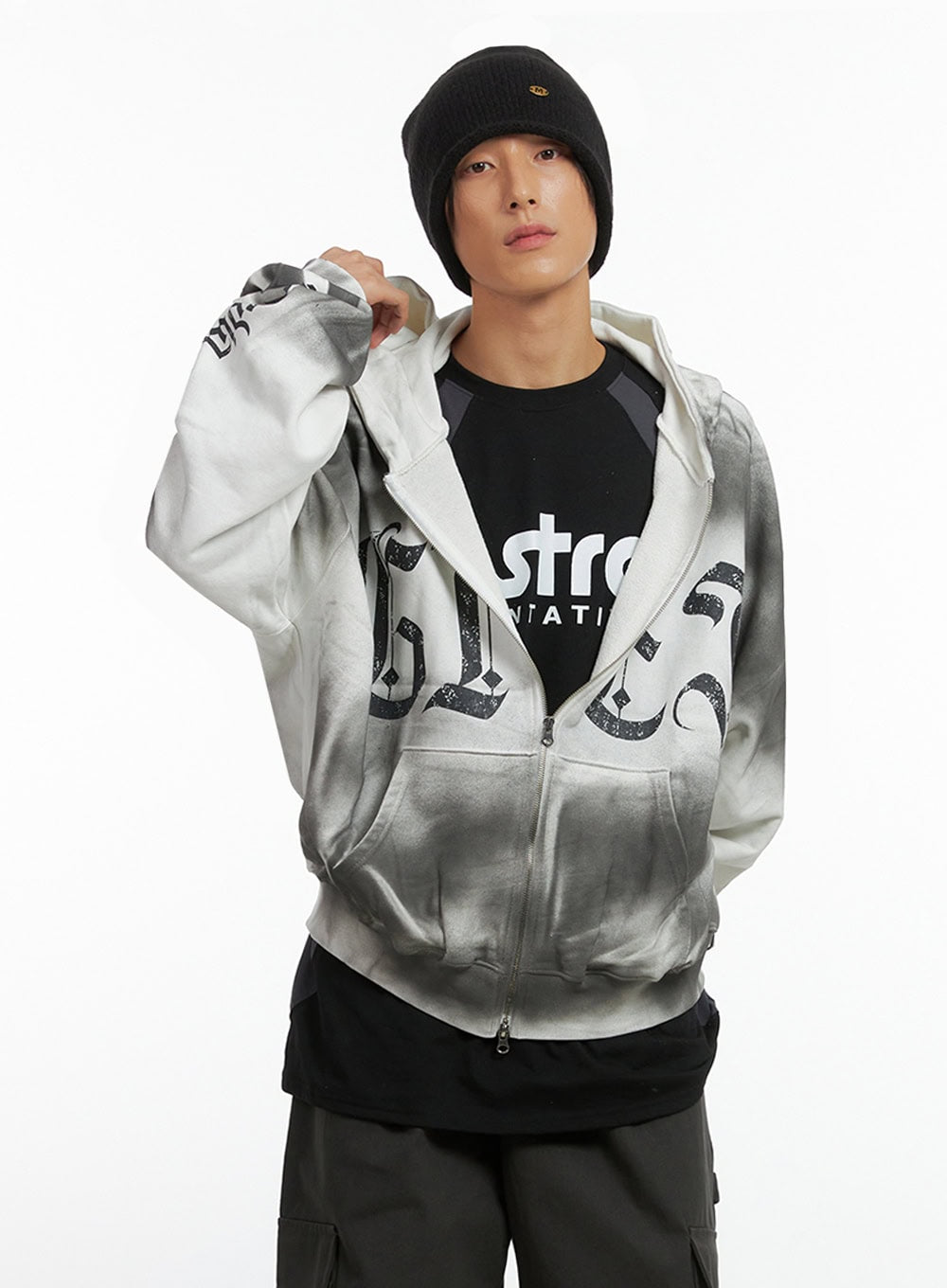 Men's Faded Zip Up Hoodie IO417