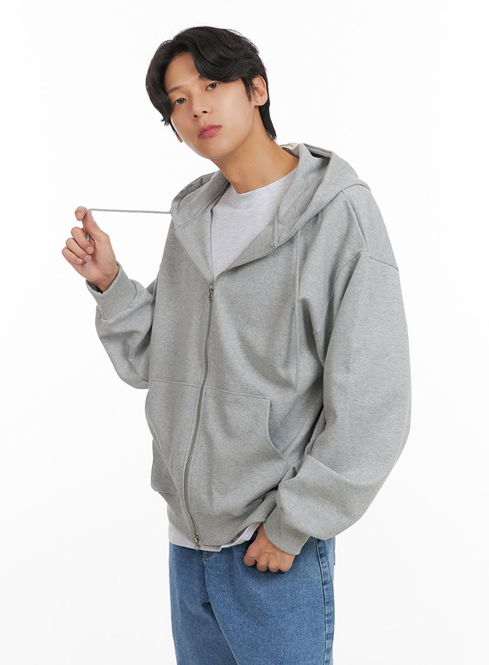 Men's Basic Hoodie Jacket (Gray) IY424