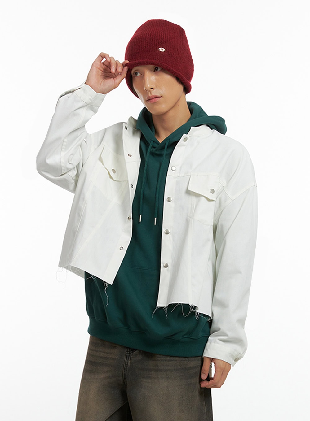 Men's Cotton Buttoned Trucker Jacket IO402