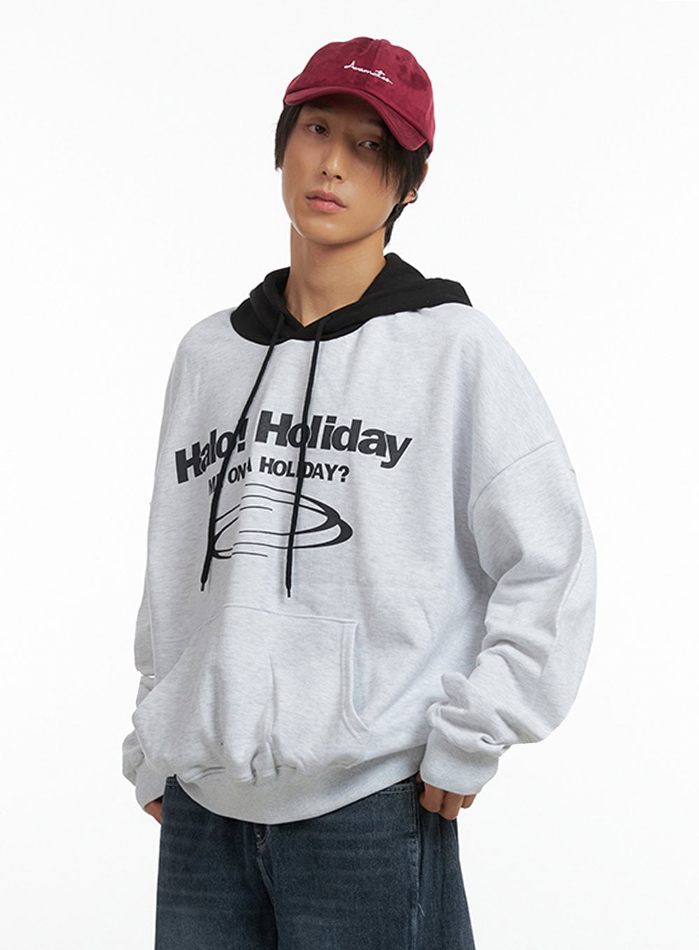 Men's Mixed Color Graphic Hoodie Sweatshirt IO402