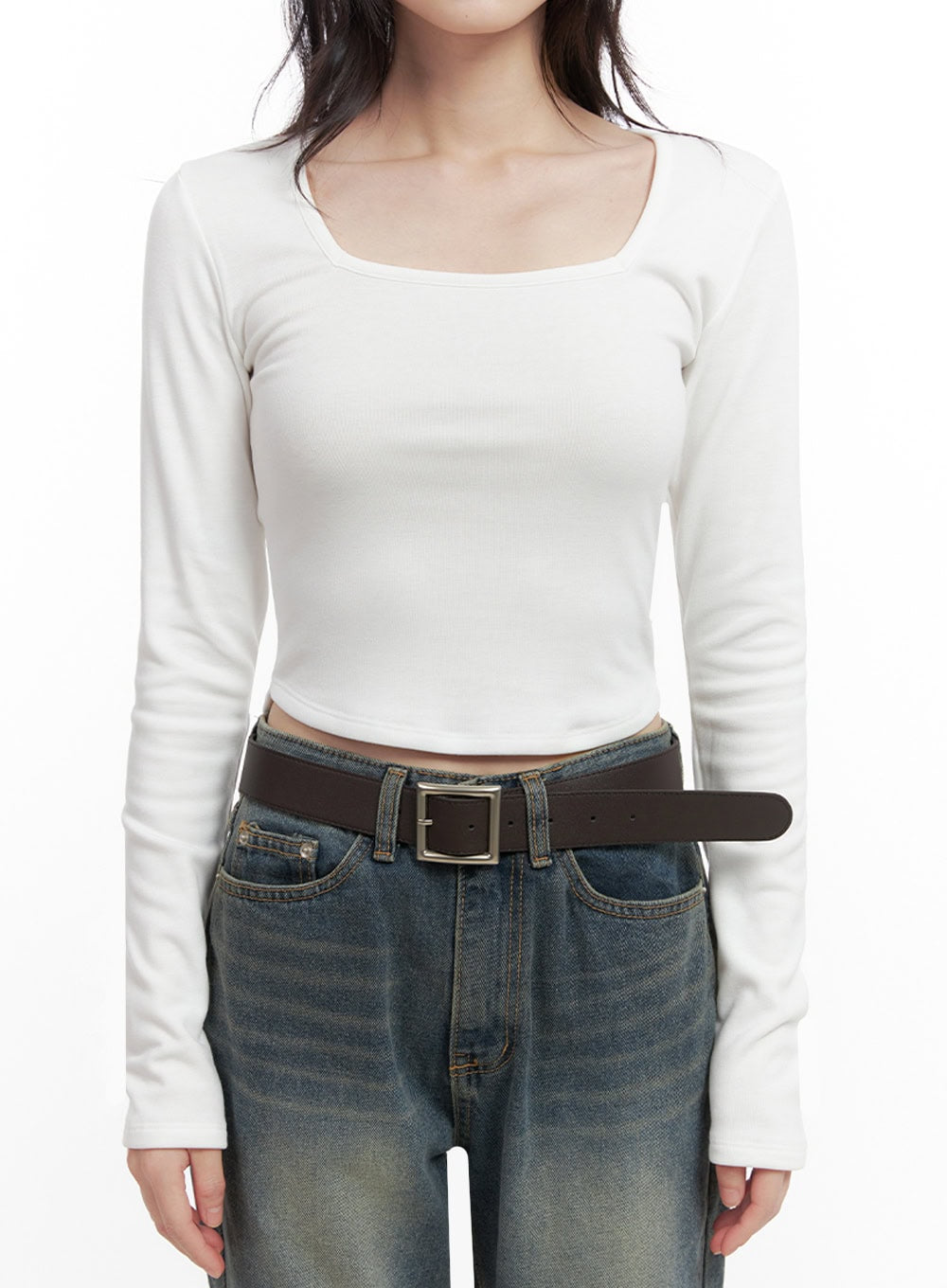 Square Neck Slim-Fit Crop Top ID402