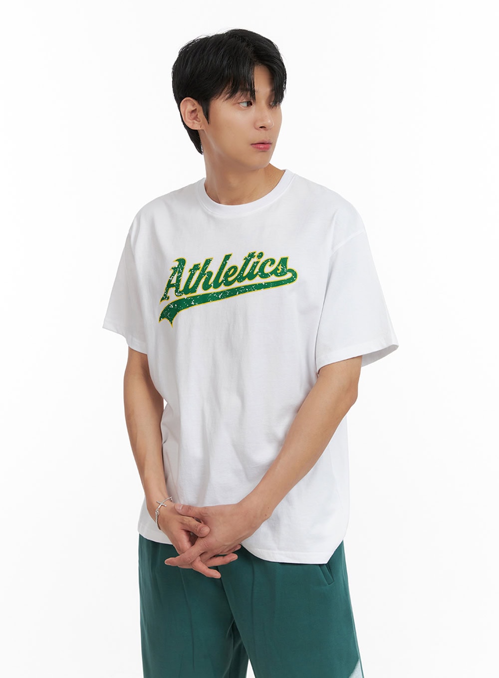 Men's Round Neck Graphic Cotton Tee IL404