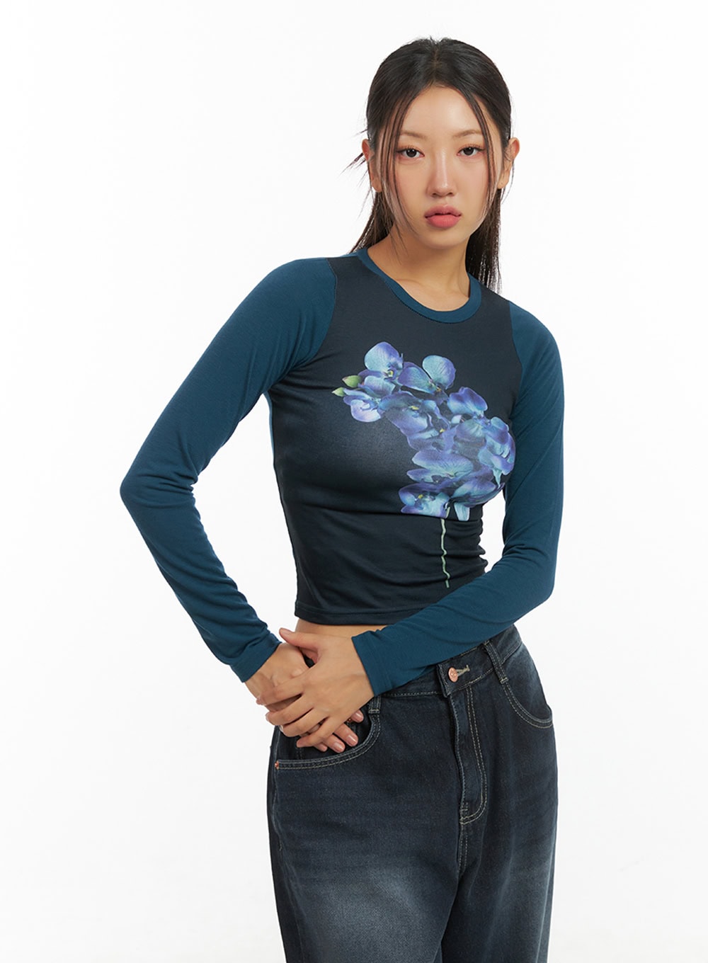 Flower Graphic Bliss Long Sleeve Top IS402