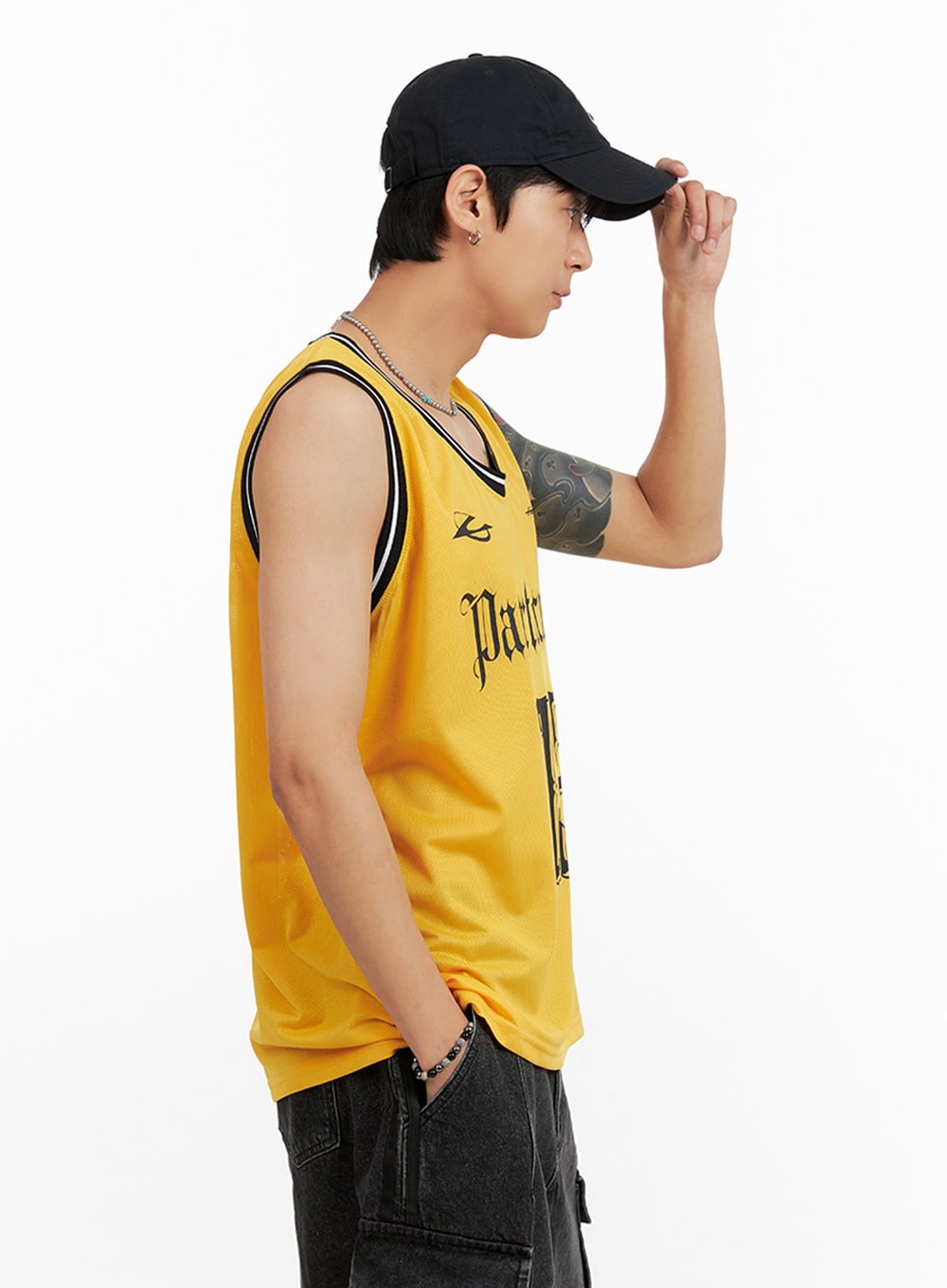 Men's Lettering Loose Fit Sleeveless T-Shirt IG402