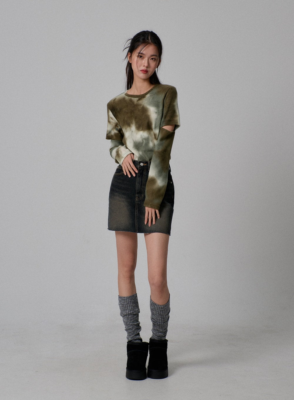 High Waist Denim Mini Skirt IJ310