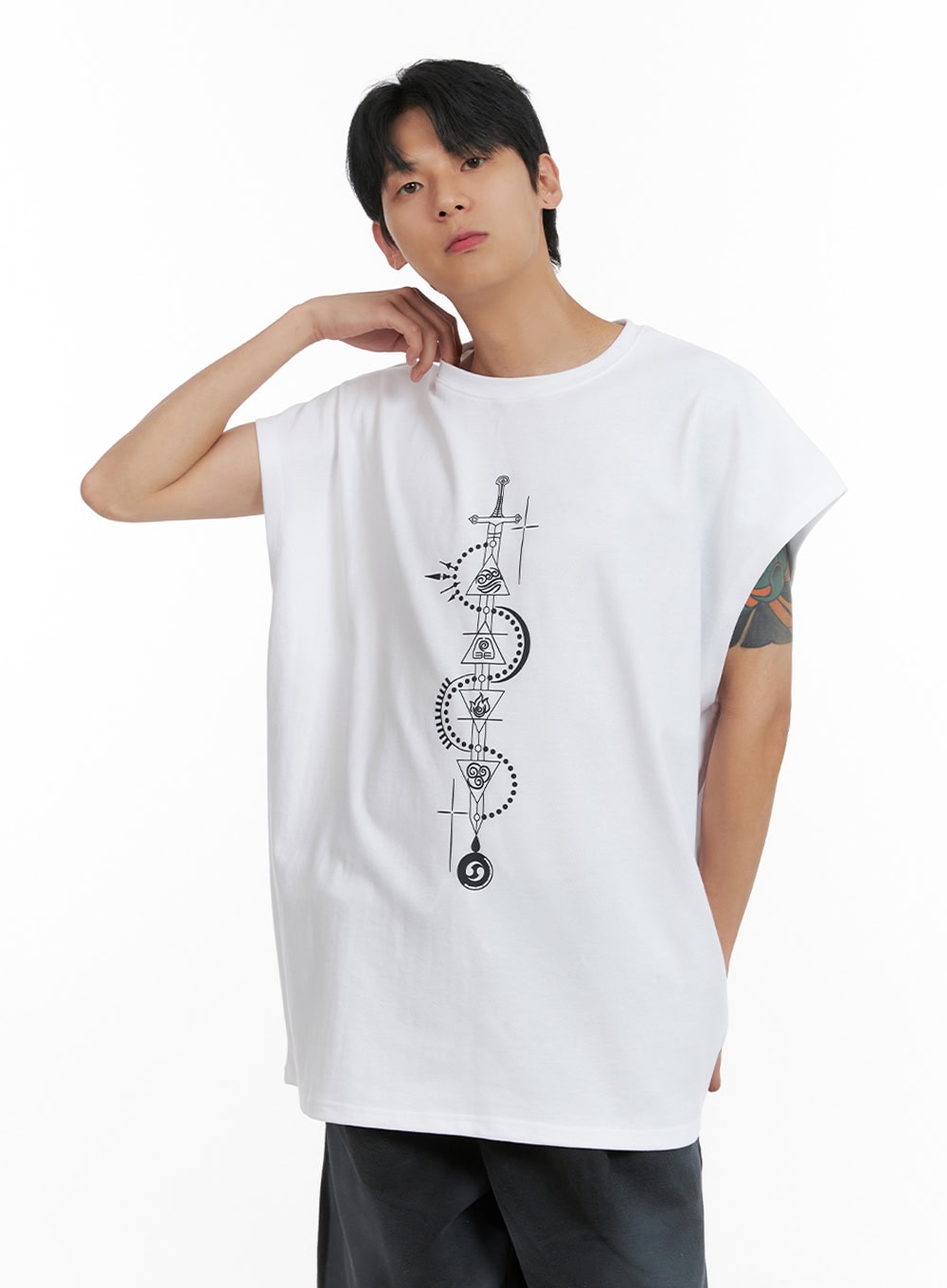 Men's Oversize Graphic Sleeveless IL403