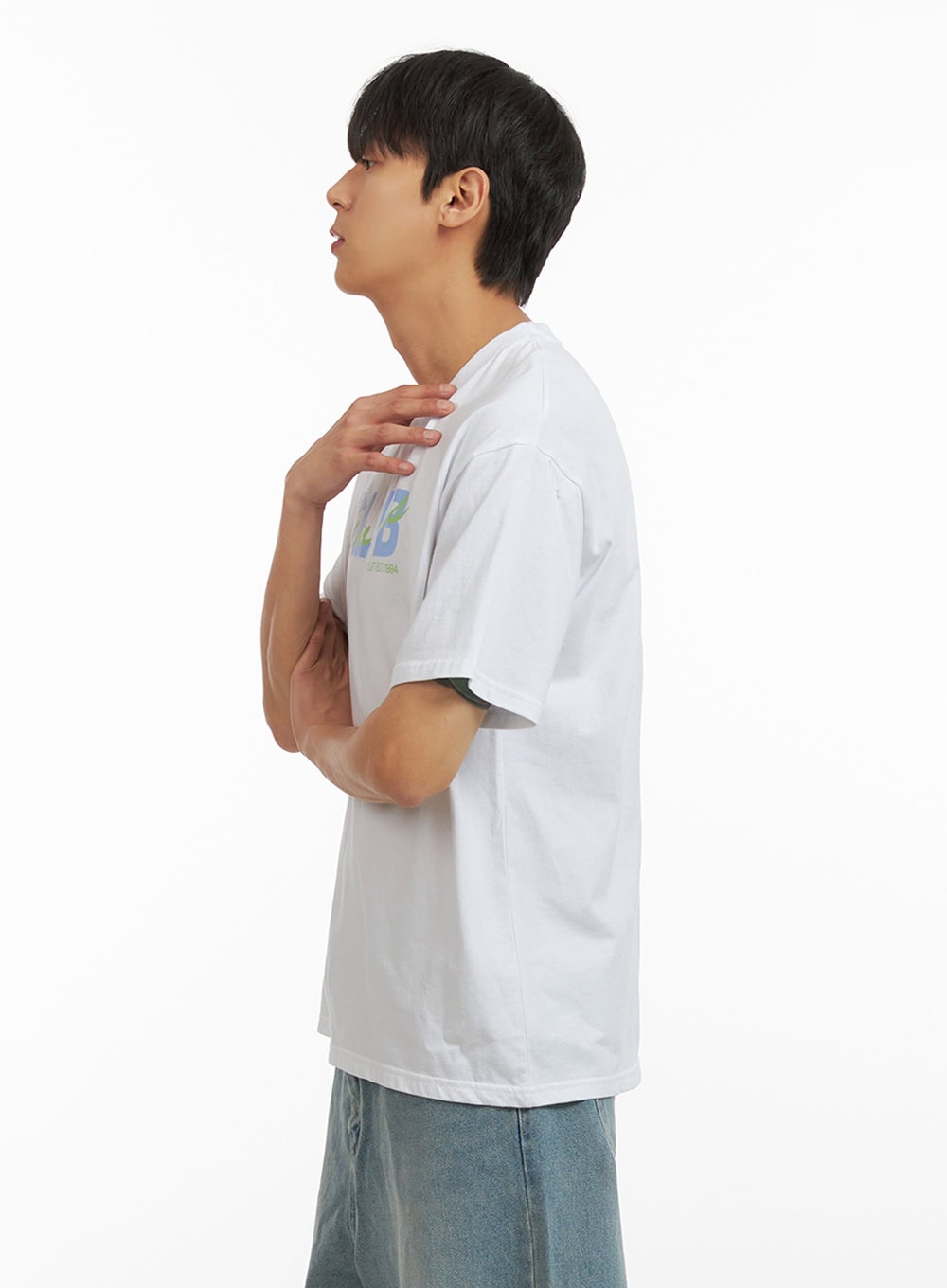 Men's Lettering Round Neck T-Shirt (White) IU419