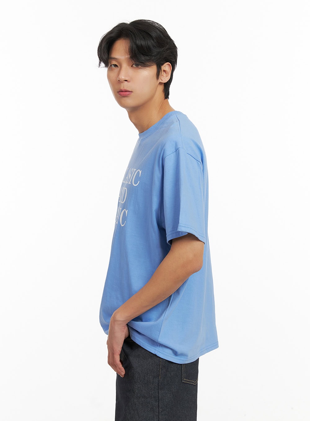 Men's Graphic Lettering Tee (Light Blue) IY424