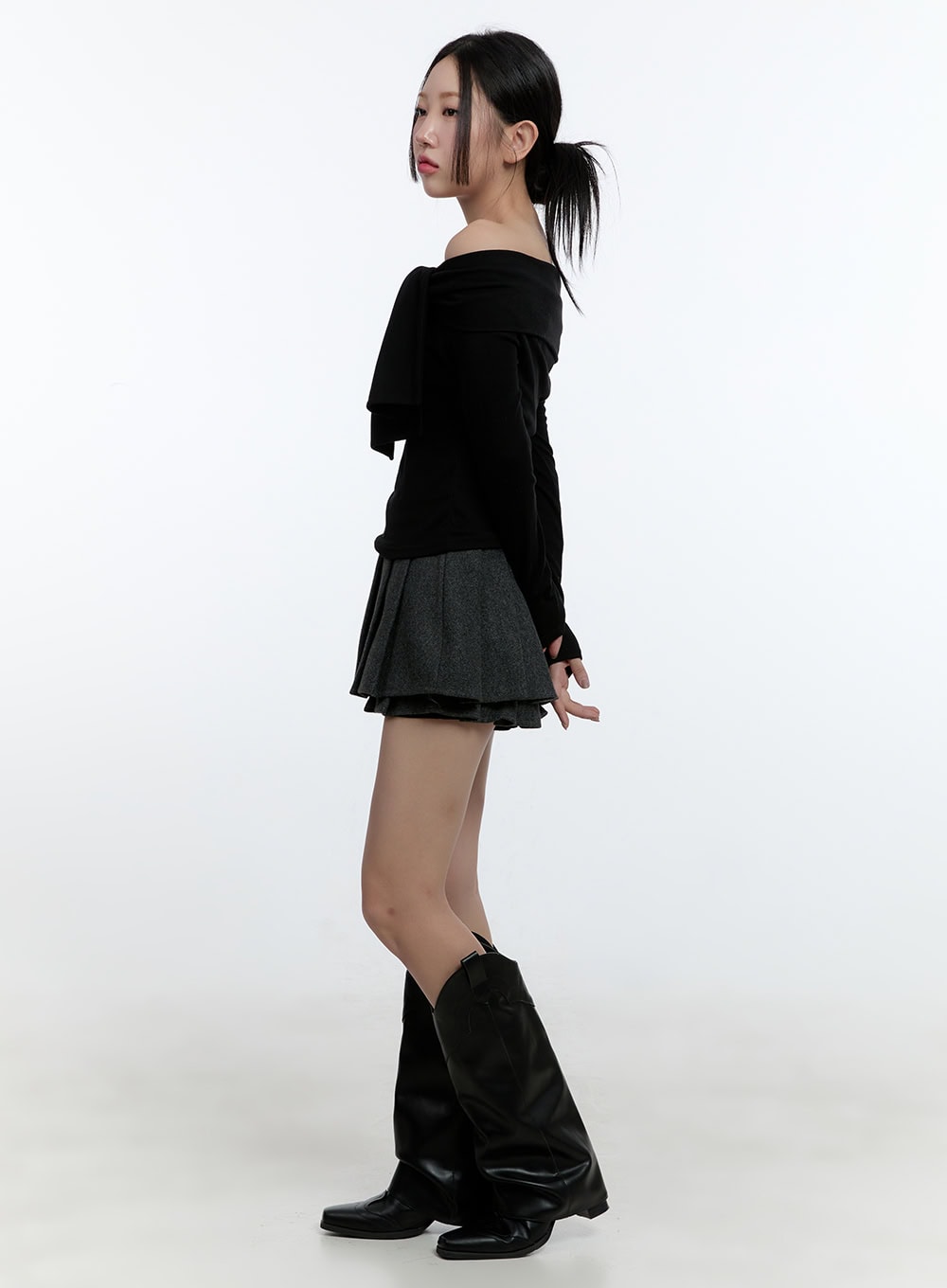 Off Shoulder Ribbon Crop Top CD423