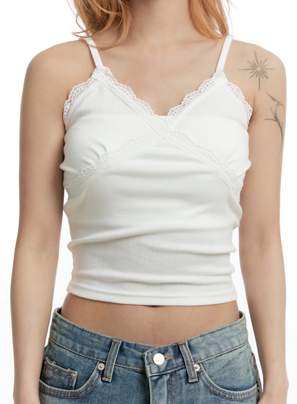 Lace V-Neck Crop Cami Top CY501