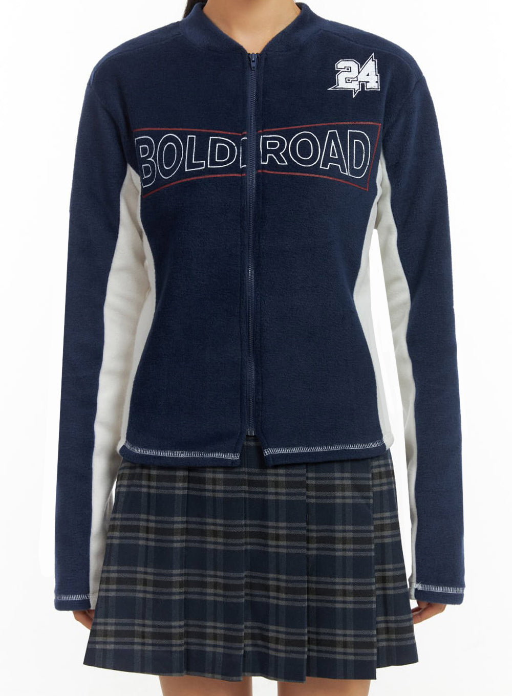 Dark Blue Polyester Slim Fit Hoodie IO409