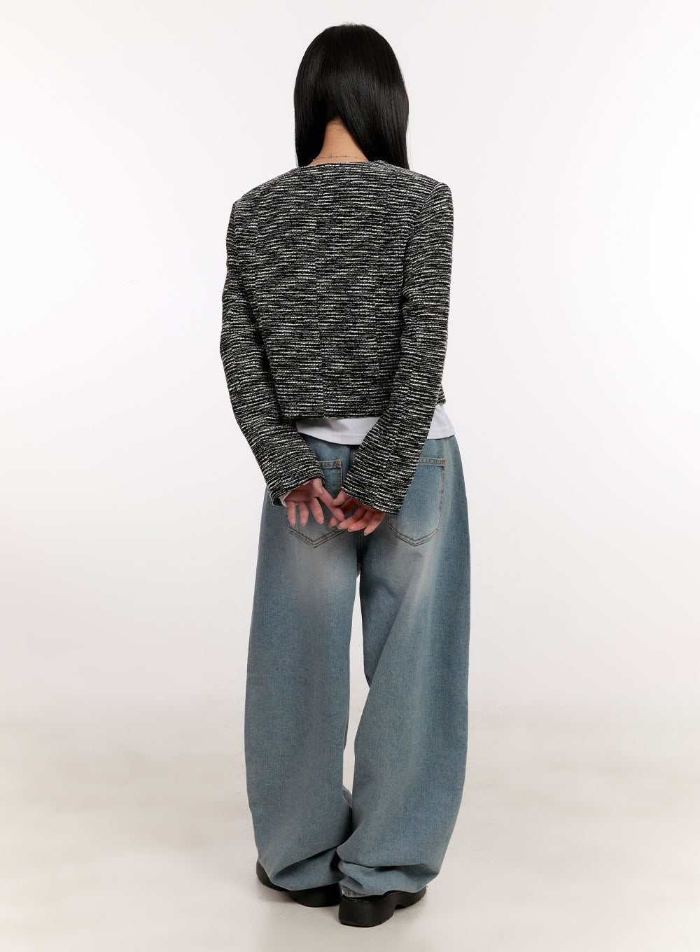 Tweed V-Neck Crop Cardigan CJ529