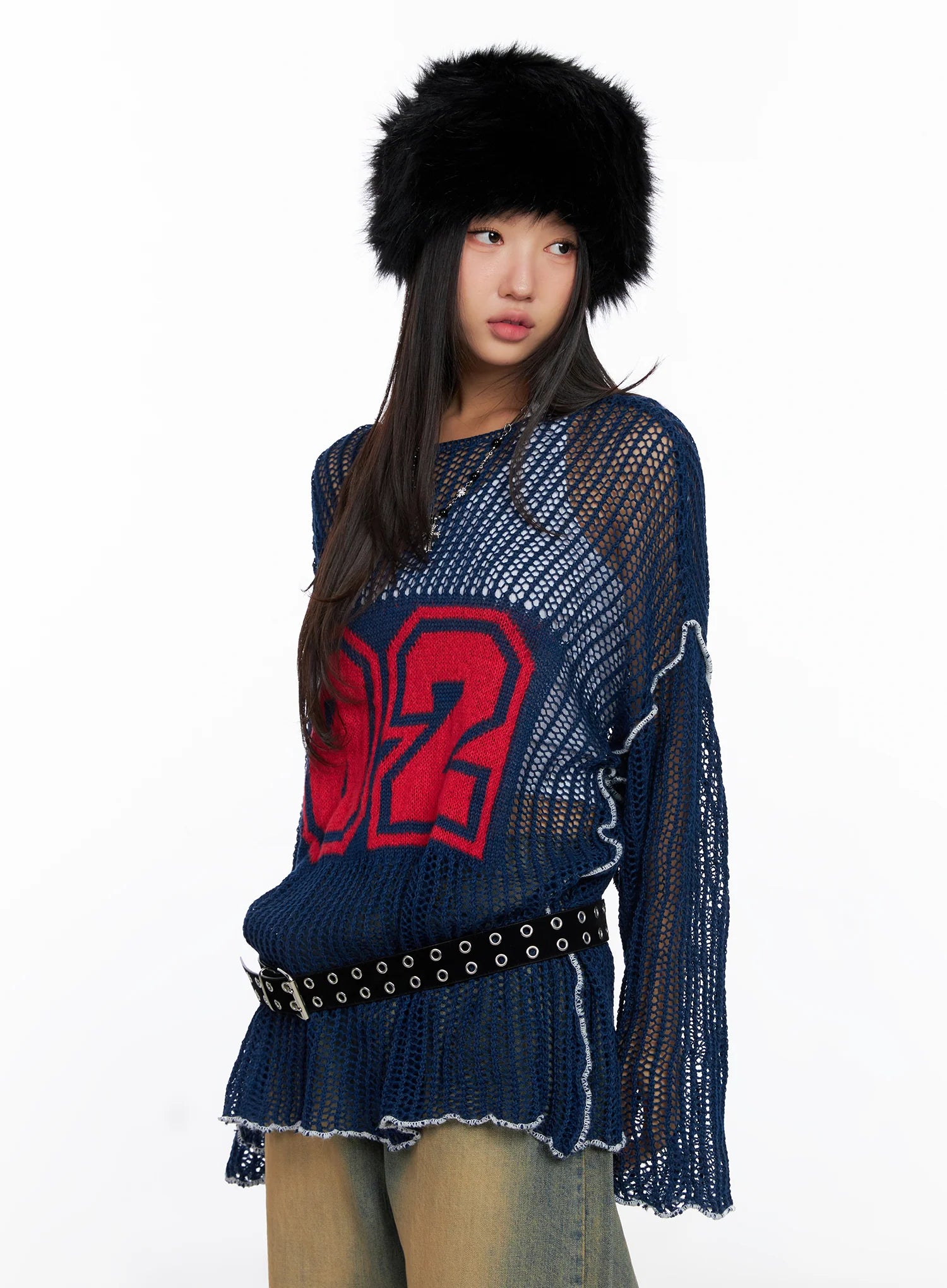 Mesh Knit Loose Fit Sweater CO515