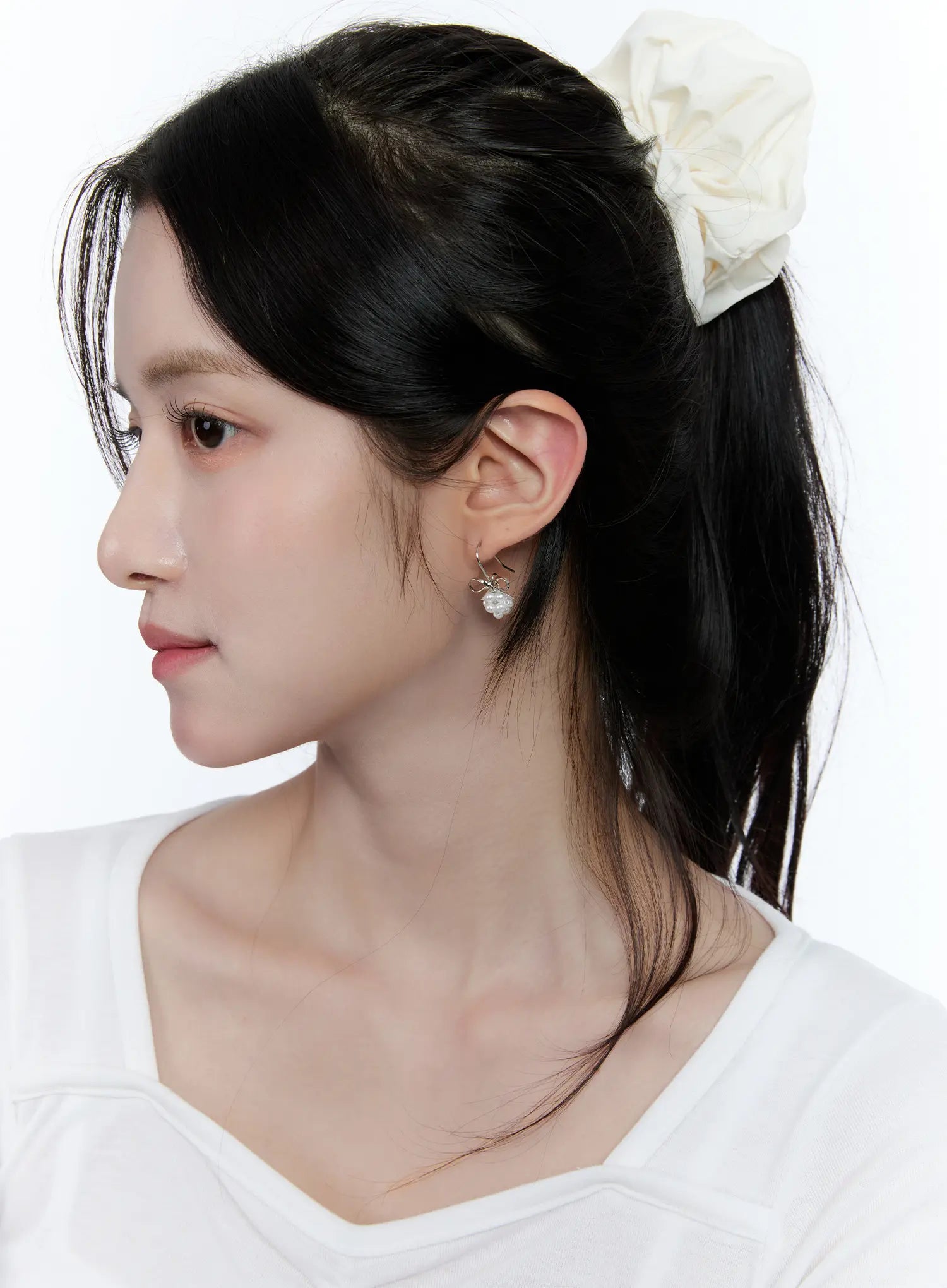 Dainty Ribbon Iridescent Bead Earrings CC0608