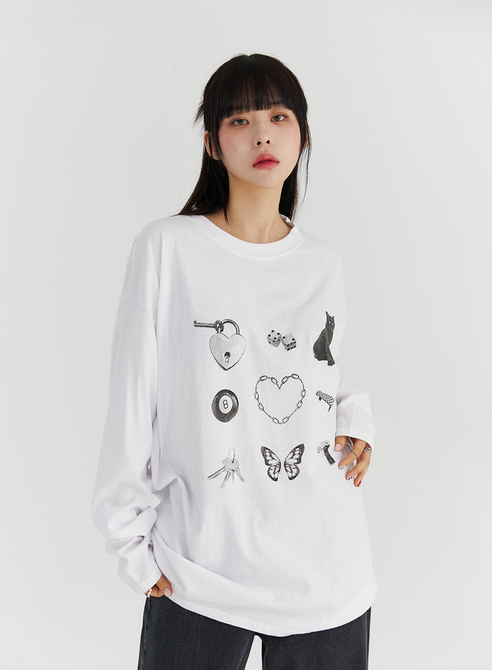 Loose Fit Cute Print Tee CS327