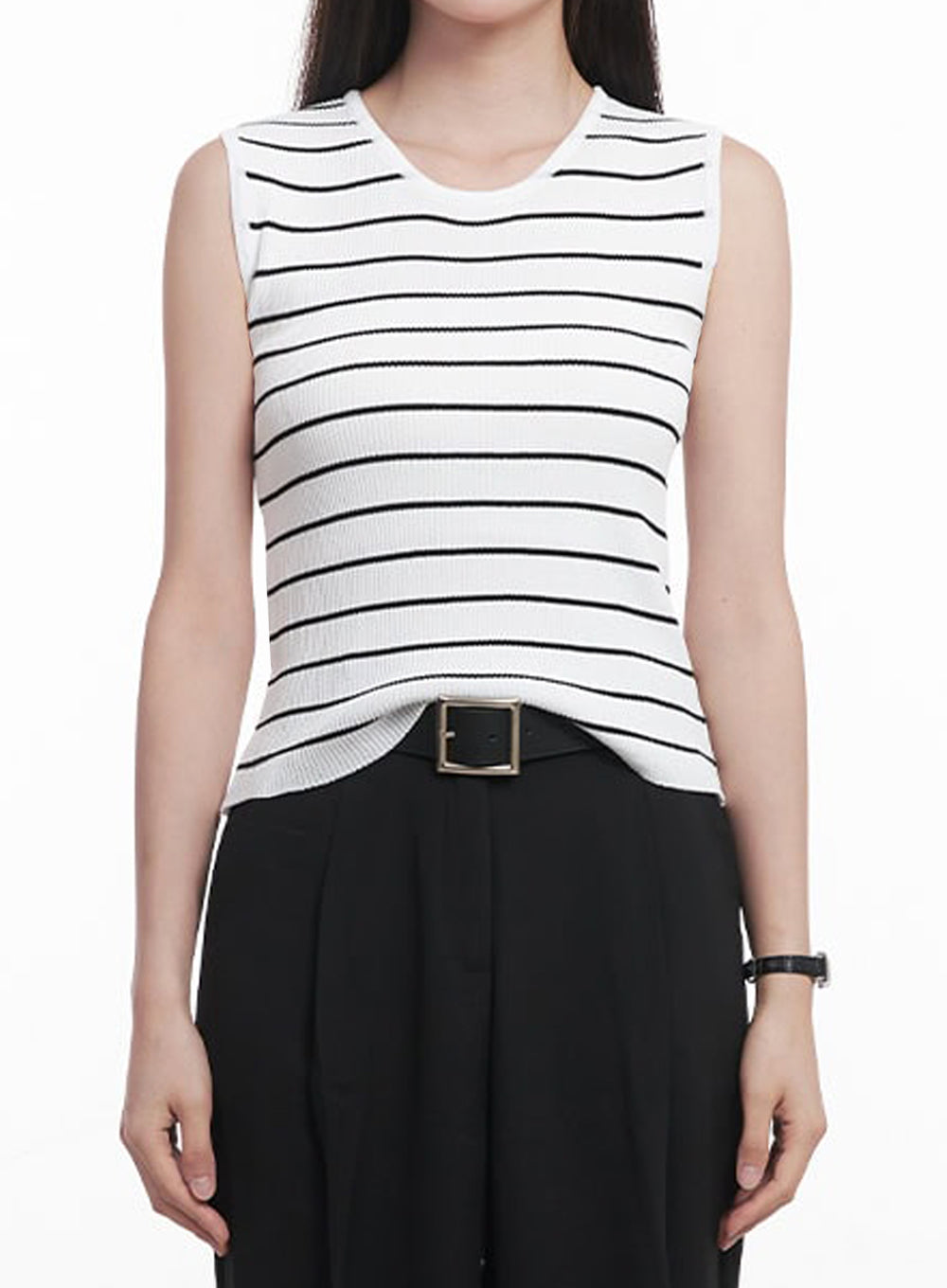 Stripe Slim Sleeveless Top IY509