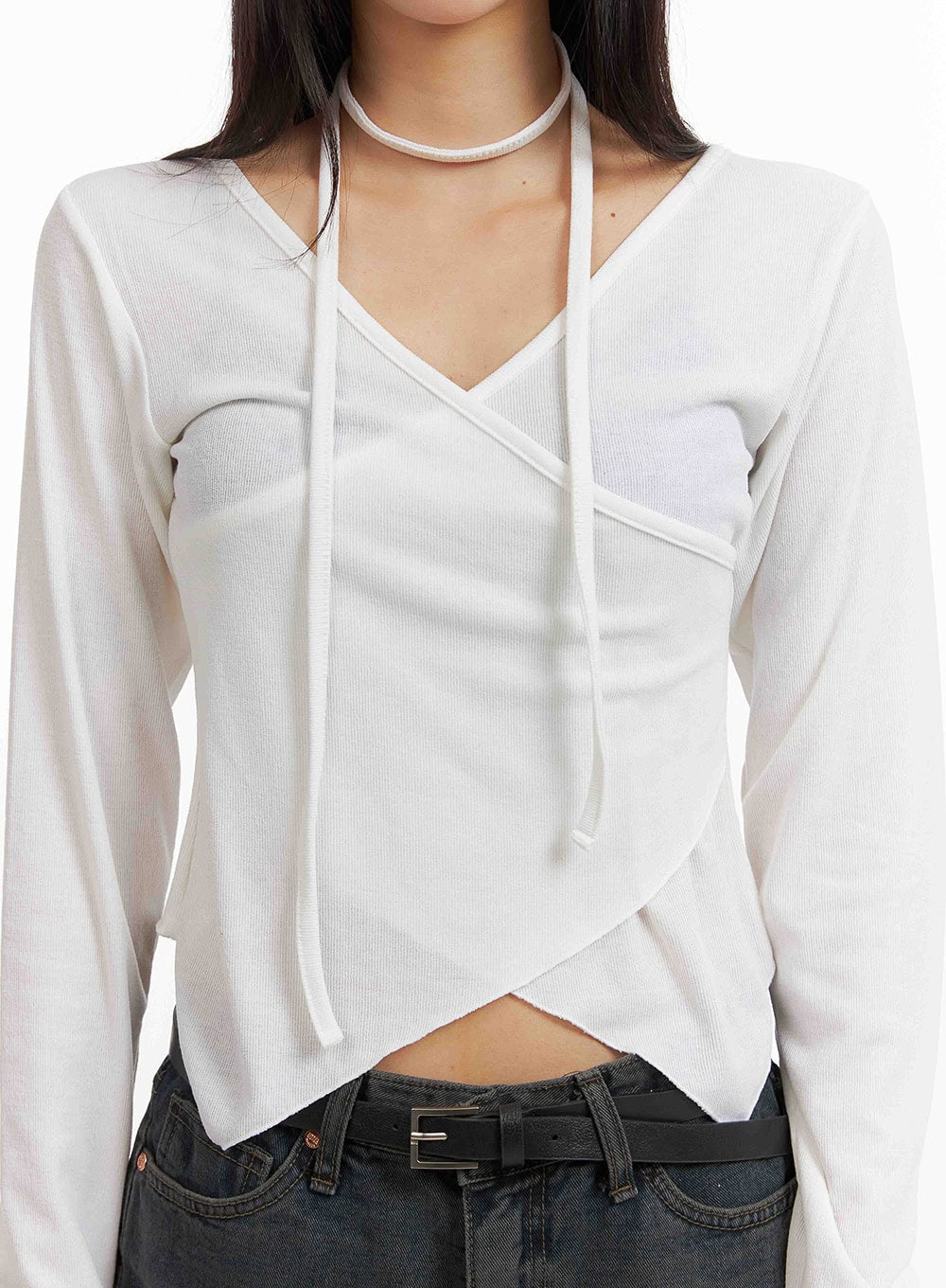 V-Neck Cross Wrap Long Sleeve CY407