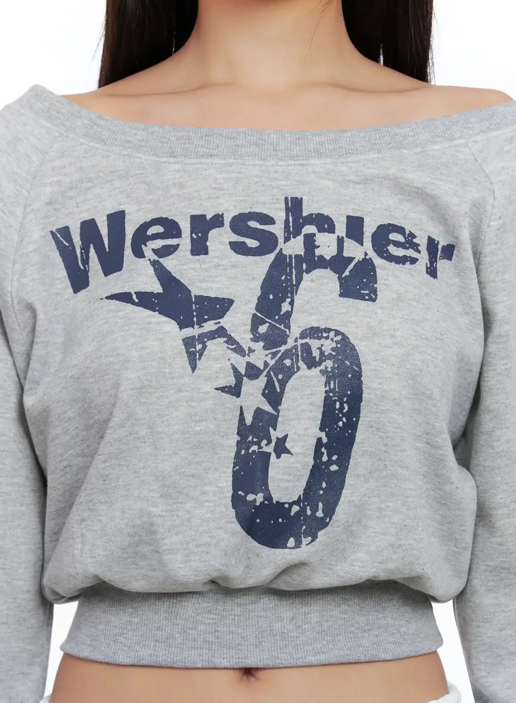 Off-Shoulder Cropped Sweatshirt IG527