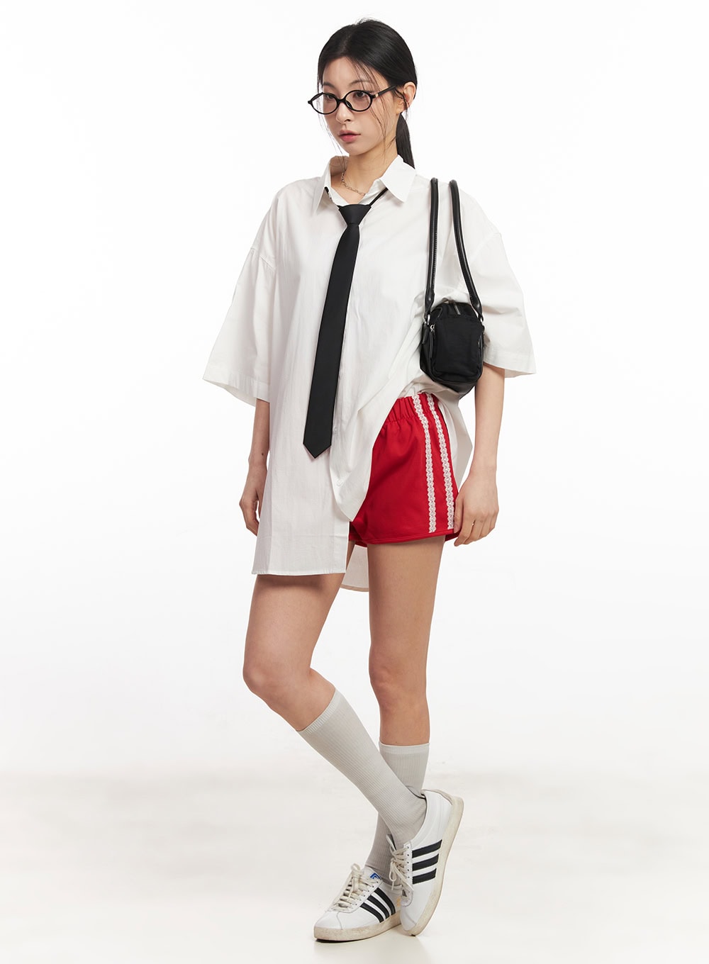 Lace-Trim Striped Shorts CA514