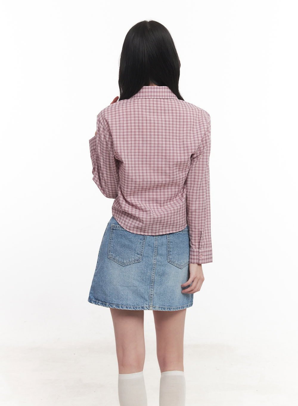 Picnic Checkered Crop Collared Shirt CA511