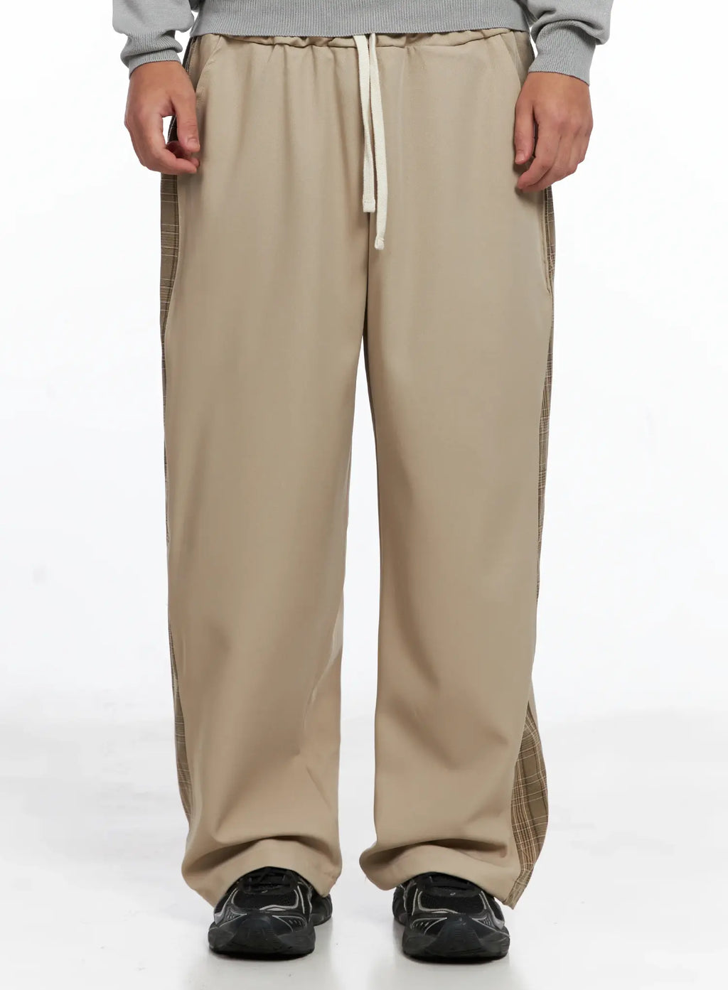 Men's Side Plaid Drawstring Pants IG529
