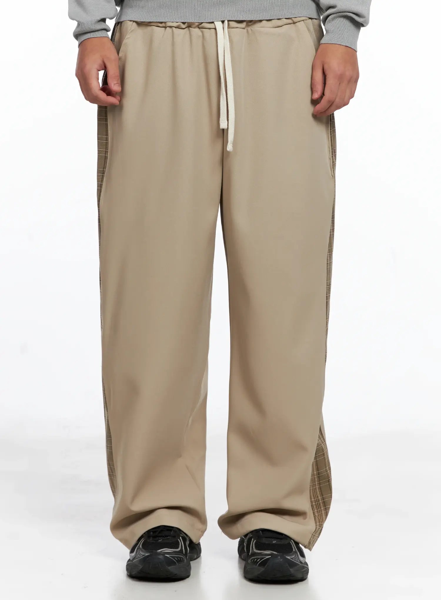 Men's Side Plaid Drawstring Pants IG529