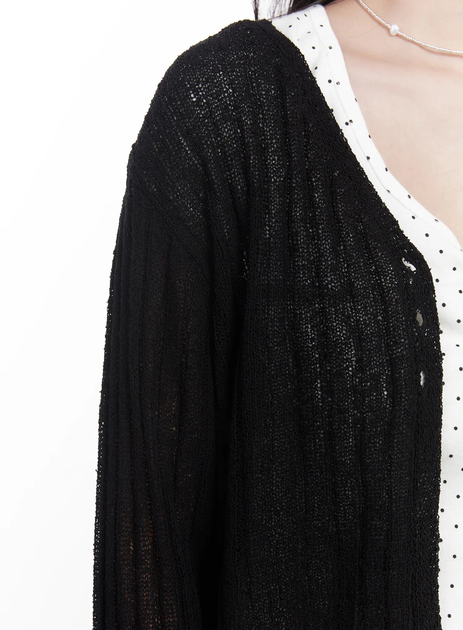 Sheer Ribbed Cardigan CU525