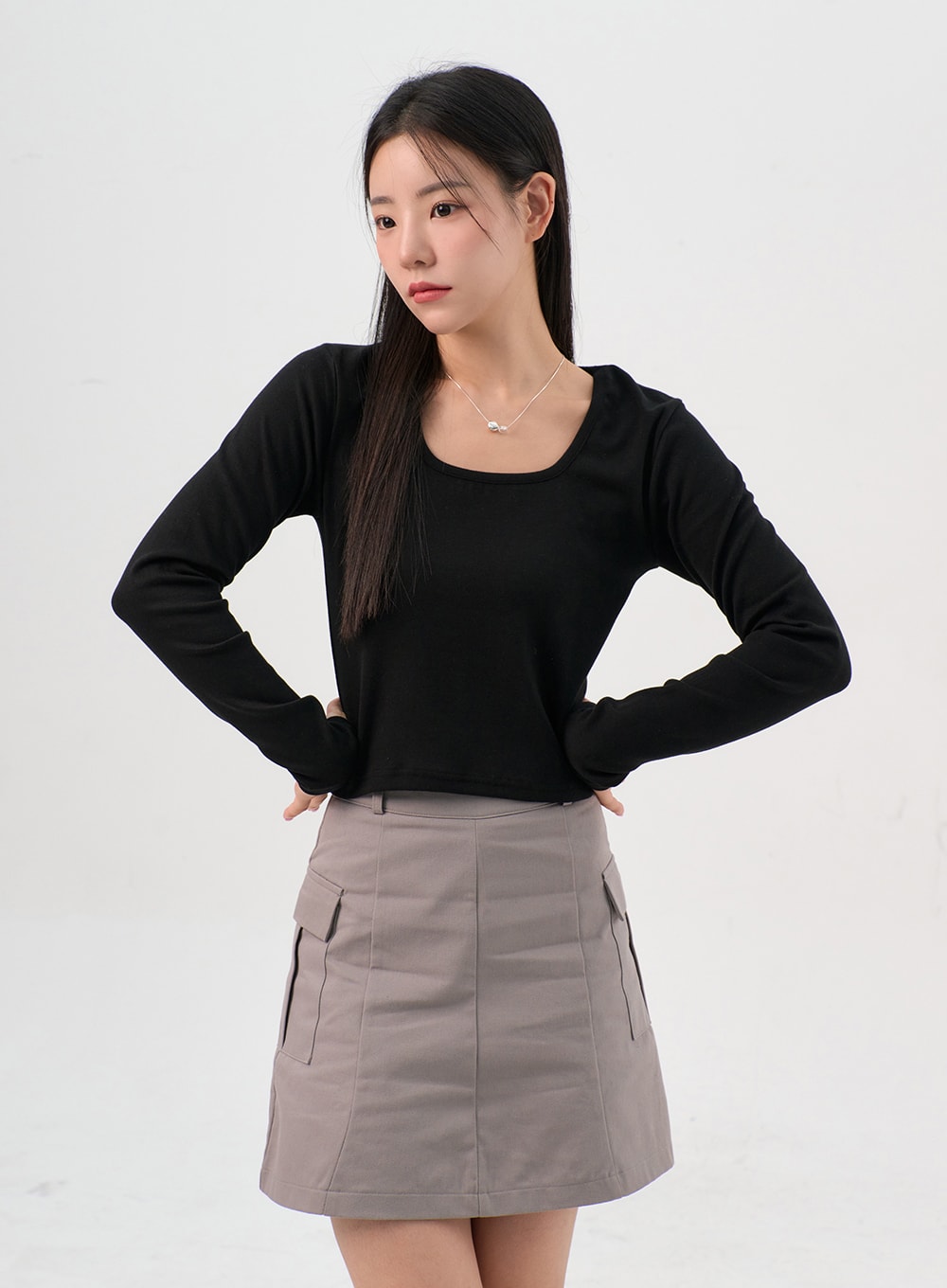U-Neck Long Sleeve Top OS302