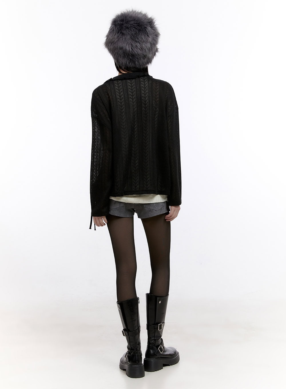 Sheer Knit Buttoned Cardigan CF512