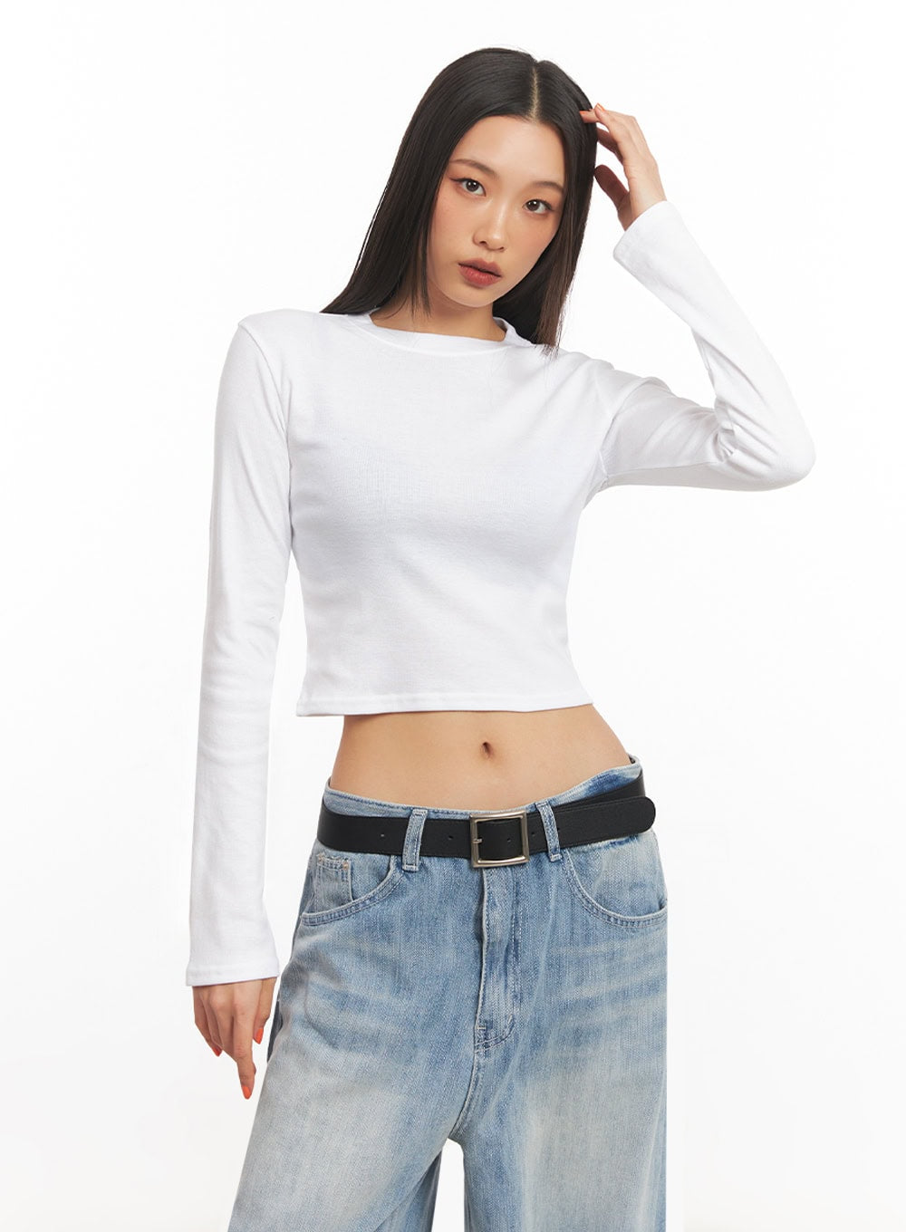 Slim-Fit Long-Sleeve Crop Top IA504